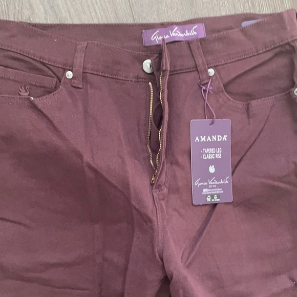 Gloria Vanderbilt Amanda maroon slimming Jeans Size 10 - Picture 2 of 2